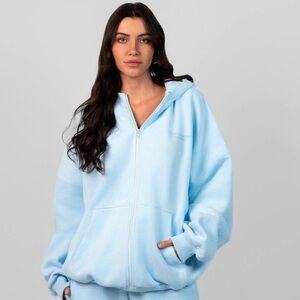 COMFRT Pastel Blue Zipped Hoodie